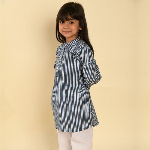 Pajama set for boys and girls - Indigo Stripes