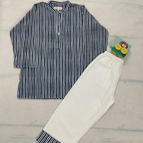 Pajama set for boys and girls - Indigo Stripes