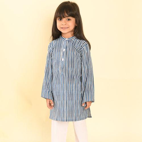 Pajama set for boys and girls - Indigo Stripes