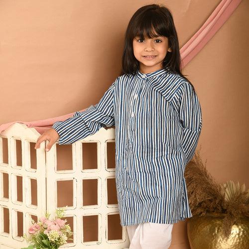 Pajama set for boys and girls - Indigo Stripes
