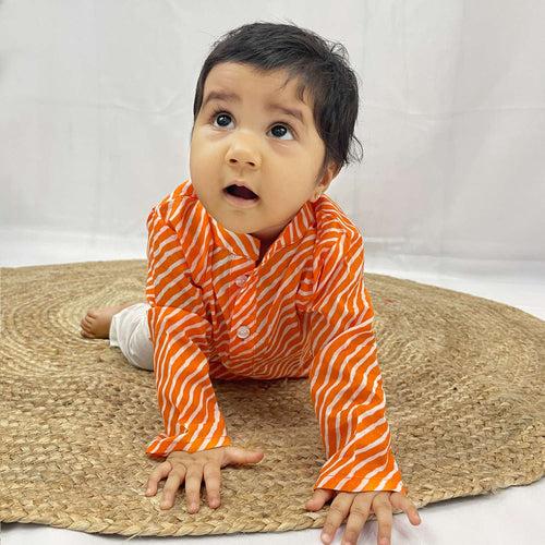 Pajama set for boys and girls - Orange Leheriya