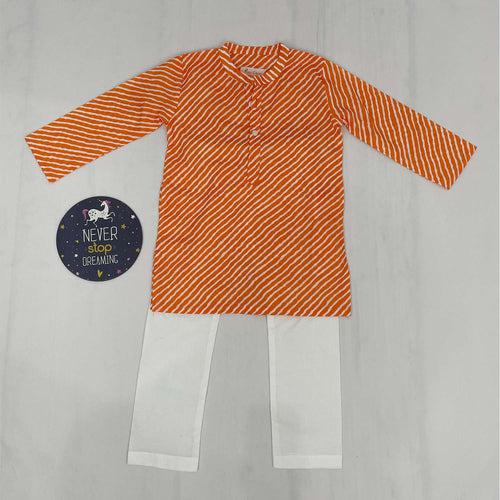 Pajama set for boys and girls - Orange Leheriya