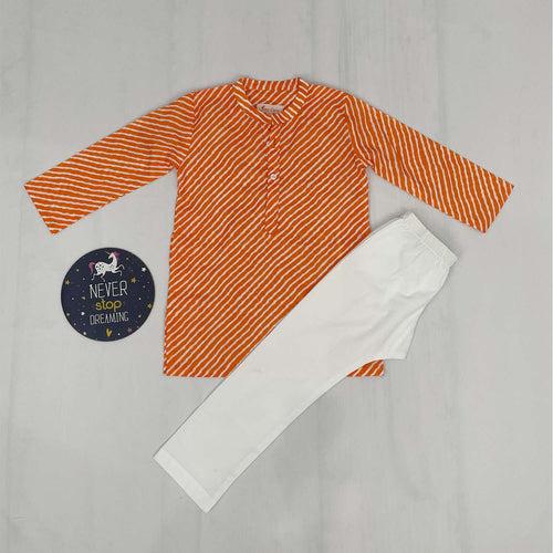 Pajama set for boys and girls - Orange Leheriya