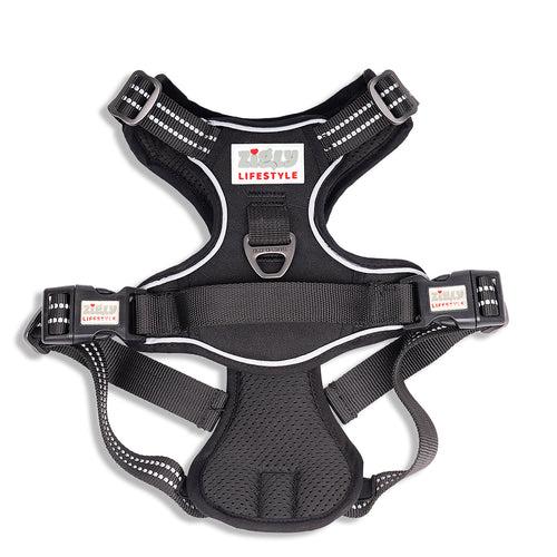 ZL Shadow Guard Adjustable Padded Dog Harness Black