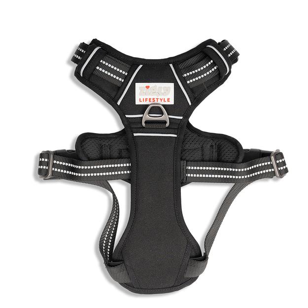 ZL Shadow Guard Adjustable Padded Dog Harness Black