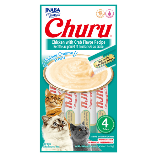 Churu Creamy Cat Treats - Chicken with Crab (4 sticks x 14g)