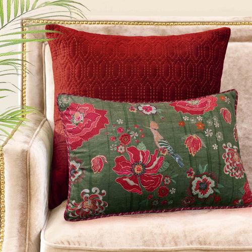 Wild Poppy Cushion Cover - Green Slim