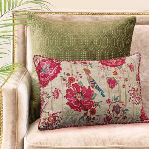 Wild Poppy Cushion Cover - Cream Slim