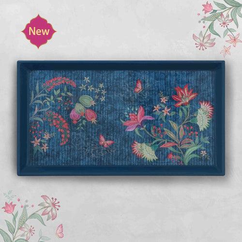 Wild Flower Enamel Tray - Blue Slim