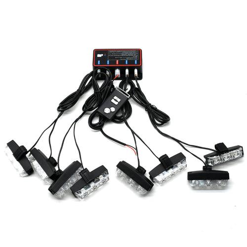 KMH Federal Signal Light High Quality Super Bright 8Pcs LED(2 Colors R/B)