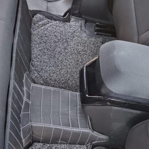 GT Sports 10X Mats With Grass for TATA Harrier-Black With Silver Stiching