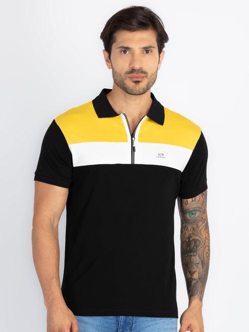 Mens Colourblock Polo T-Shirt