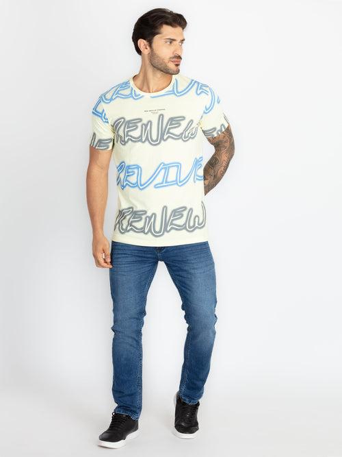 Mens Printed Round Neck T-Shirt