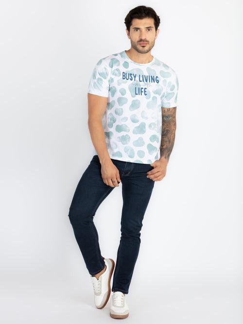 Mens All Over Printed Round Neck T-Shirt