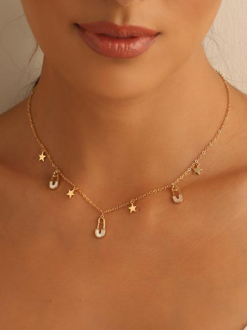 Safety-Pin Charms Necklace