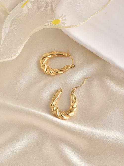 Twist Hoop Earrings -Gold