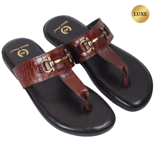 Louis Embossed Leather Slippers (Burgundy Brown)