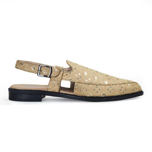 Classic Buckle Peshawari (Embroidered - Beige)