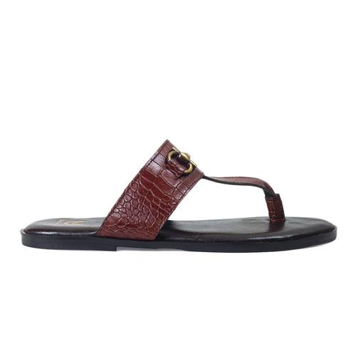 Louis Embossed Leather Slippers (Burgundy Brown)