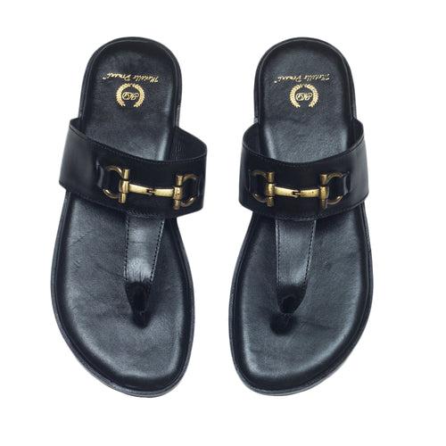 Louis Leather Slippers (Black)