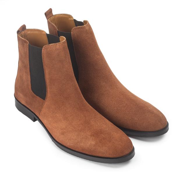 Suede-Leather Chelsea Boots (Chocolate Brown)