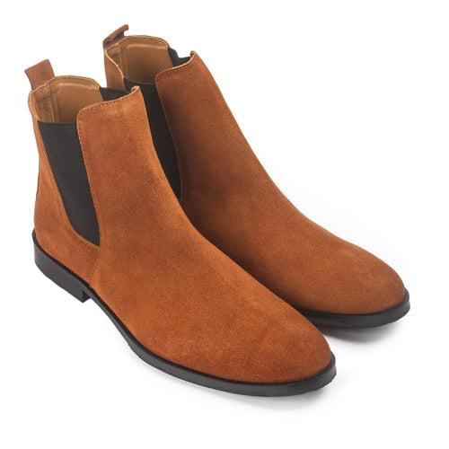 Suede-Leather Chelsea Boots (Tan)