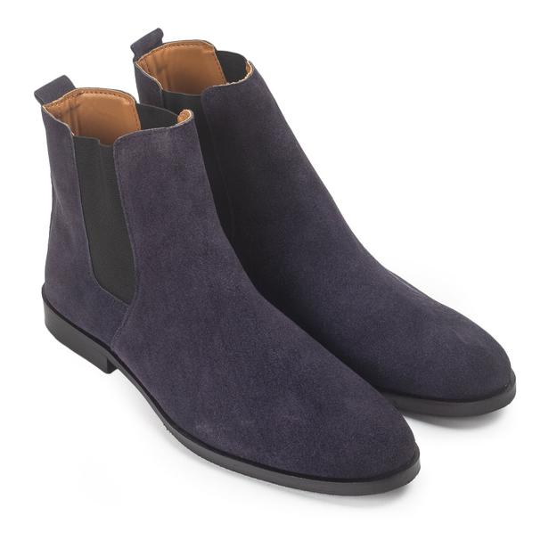 Suede-Leather Chelsea Boots (Navy)