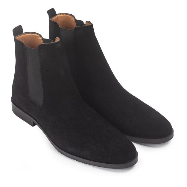 Suede-Leather Chelsea Boots (Black)