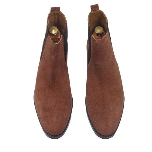 Suede-Leather Chelsea Boots (Chocolate Brown)