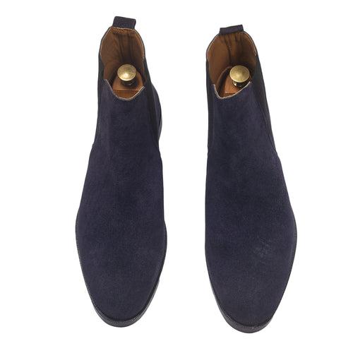 Suede-Leather Chelsea Boots (Navy)