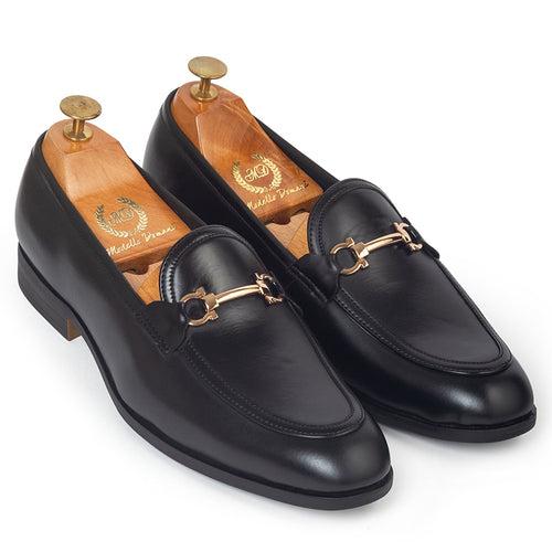 Italian Cut Buckle Slipons (Black)