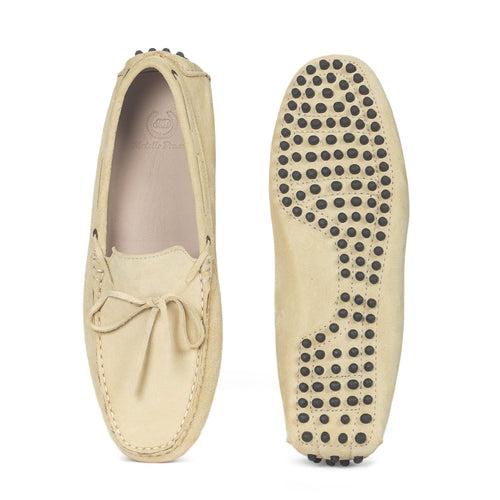 Gommino Suede Bow Loafers (Beige)