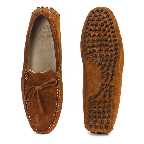 Gommino Suede Bow Loafers (Chocolate Brown)