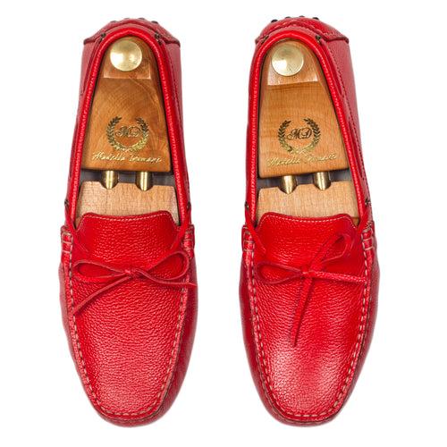 Gommino Leather Bow Loafers (Red)