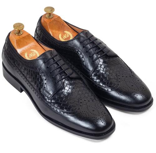 Leather Woven Oxfords (Black)