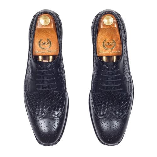 Leather Woven Oxfords (Black)