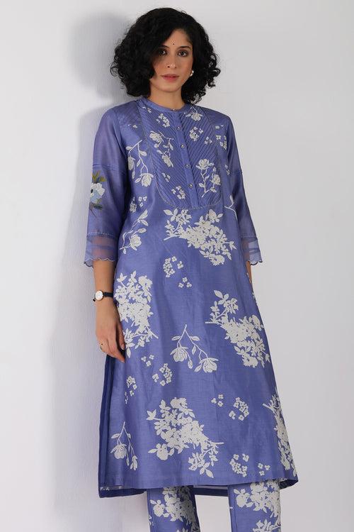 Twilight Tunic in Yuri Print Silk Chanderi And Silk Chanderi Pants