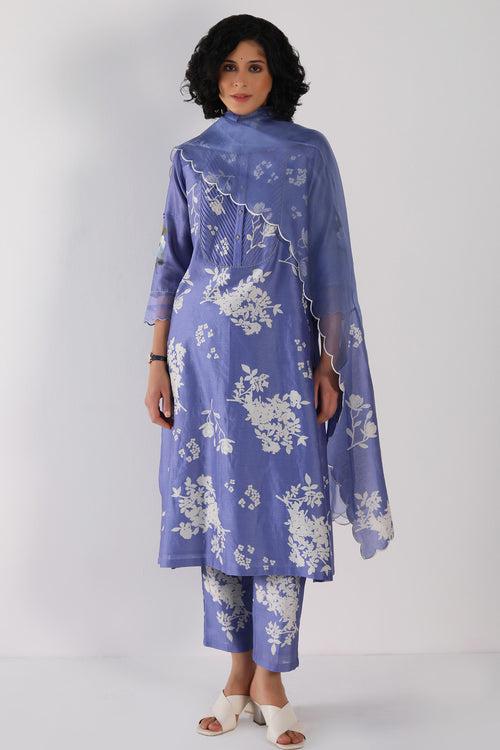 Twilight Tunic in Yuri Print Silk Chanderi And Silk Chanderi Pants