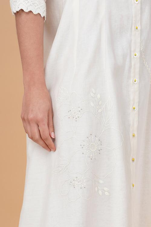 Azisai embroidery with cross stitch embroidery cotton chanderi dress