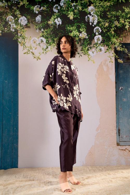 Discharge Print  Kaftan Top And Pant Set Silk And Chanderi