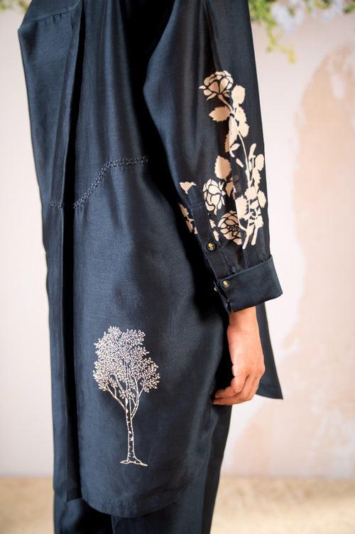 Discharge Print  Oversized Shirt And Pant Set In Chanderi