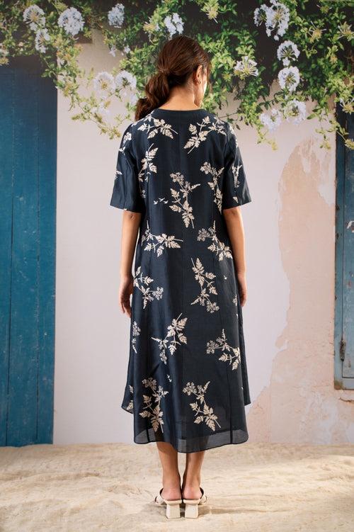 Discharge Print  Shirt Dress In Chanderi