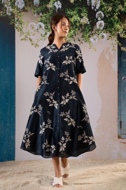 Discharge Print  Shirt Dress In Chanderi