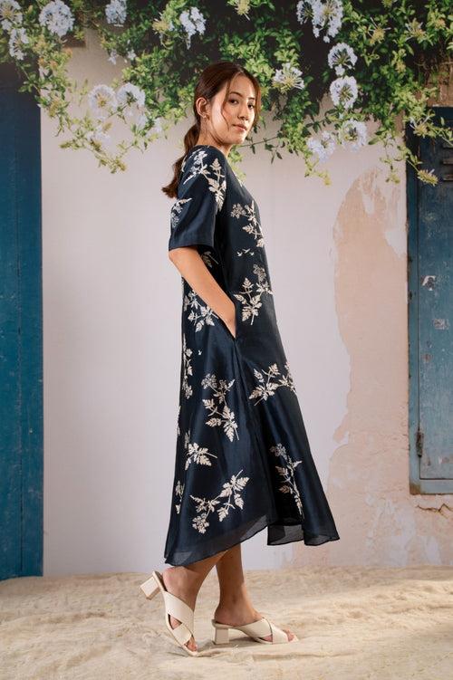 Discharge Print  Shirt Dress In Chanderi