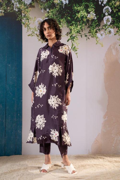 Discharge Print Lavender Kurta Set