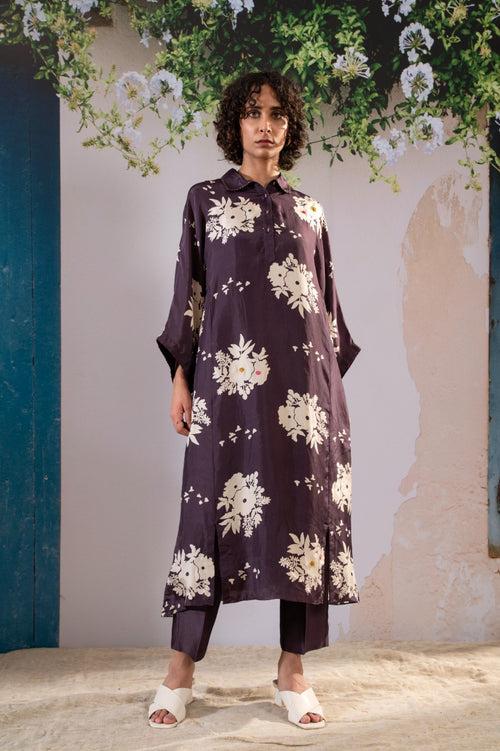 Discharge Print Lavender Kurta Set