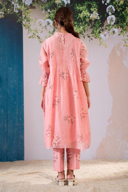 Discharge Print Pink Kurta Set