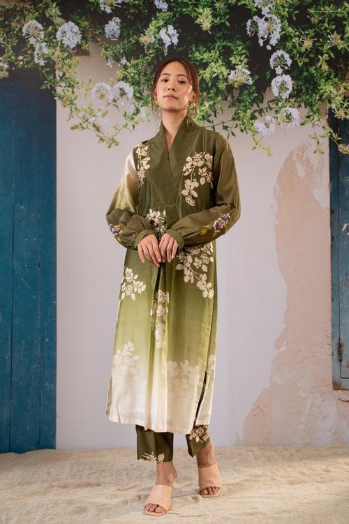 Discharge Print Ombre Kurta Set