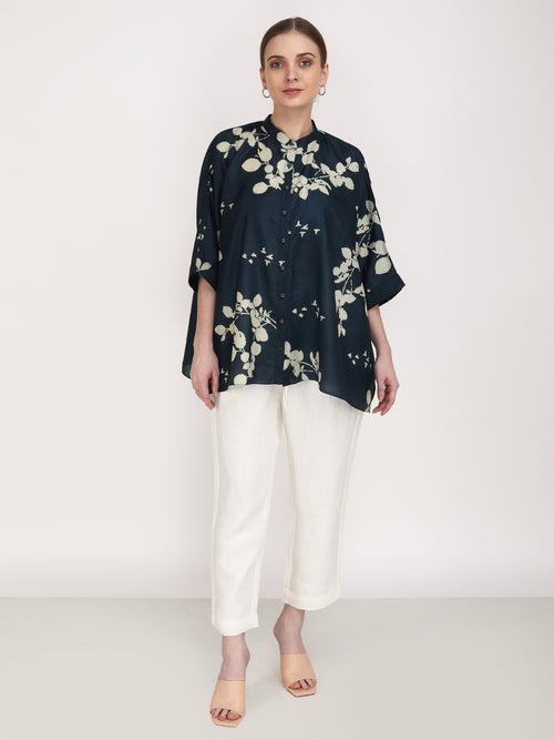 Petal Print Silk Shirt