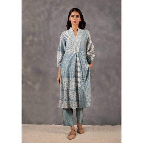 Multi block embroidered tunic with pants